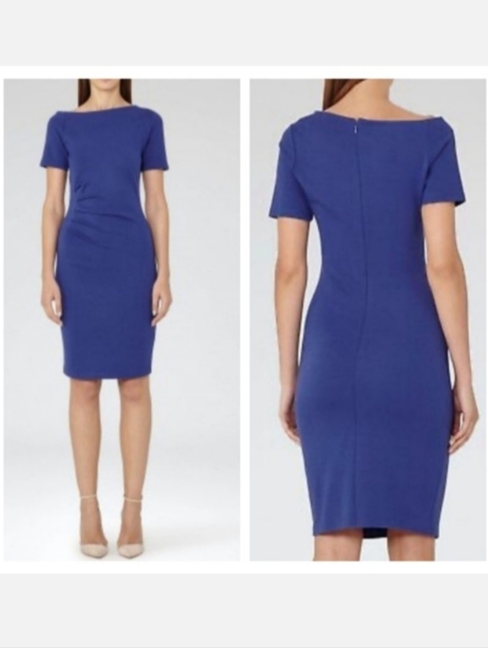 Reiss sapphire blue Milla asymmetric jersey dress 8